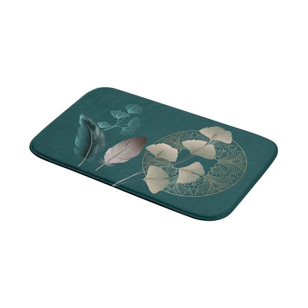 Turkusowy dywanik łazienkowy 45x75 cm Ginkoblue – douceur d'intérieur-image-2