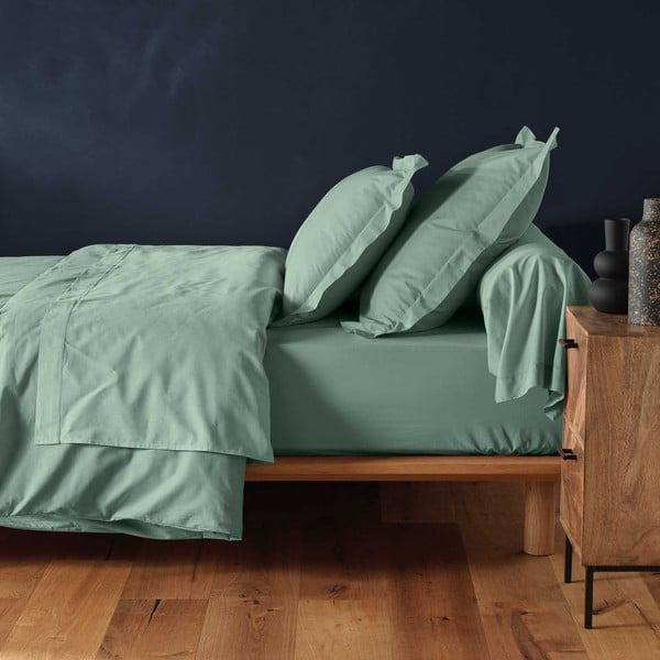 Jasnozielone bawełniane prześcieradło z gumką 160x200 cm Lina – douceur d'intérieur-image-1