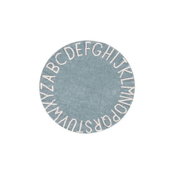 Jasnoniebieski bawełniany dywan dziecięcy tkany ręcznie odpowiedni do prania ø150 cm ABC Vintage Blue – Lorena Canals