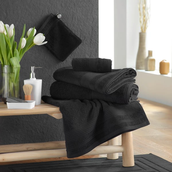 Czarny bawełniany ręcznik frotte 50x90 cm Tendresse – douceur d'intérieur-image-2