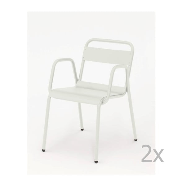 Zestaw 2 białych krzeseł ogrodowych z podłokietnikami Isimar Anglet