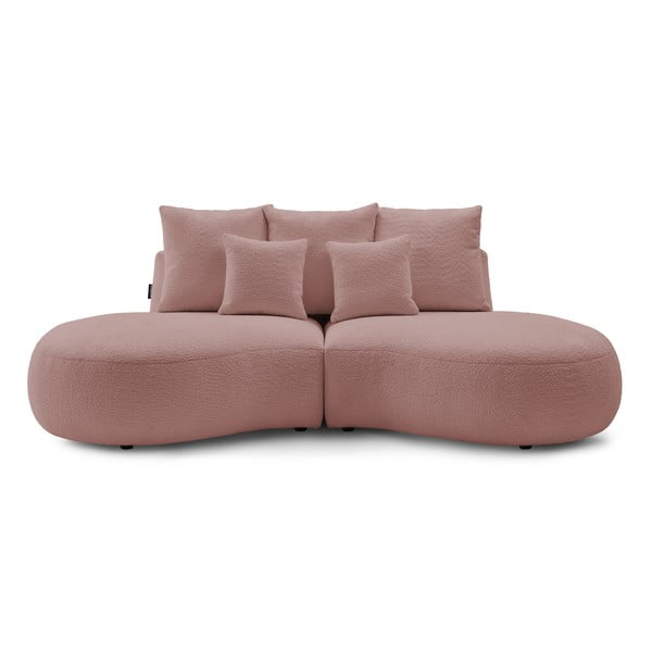 Różowa sofa z materiału bouclé 260 cm Saint-Germain – Bobochic Paris