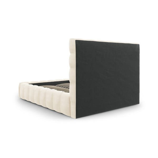 Beżowe tapicerowane łóżko dwuosobowe ze schowkiem i stelażem 160x200 cm Bali – Cosmopolitan Design-image-4