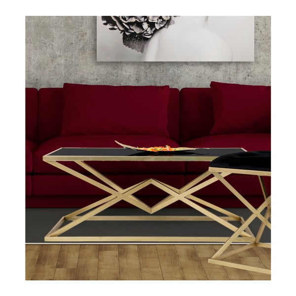 Stolik z czarnym szklanym blatem Mauro Ferretti Piramid, 110x60 cm-image-3