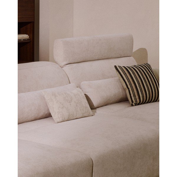Beżowa częściowo rozkładana sofa z tkaniny szenilowej z szezlongiem 410 cm Lares – Kave Home-image-4