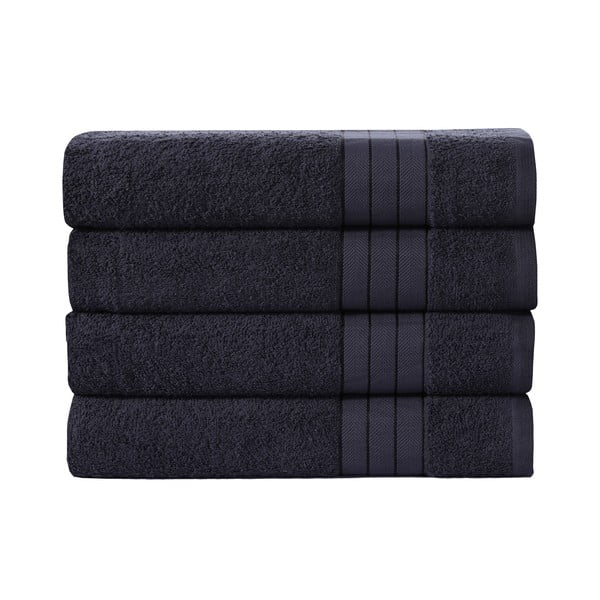 Czarne bawełniane ręczniki zestaw 4 szt. 50x100 cm – Good Morning