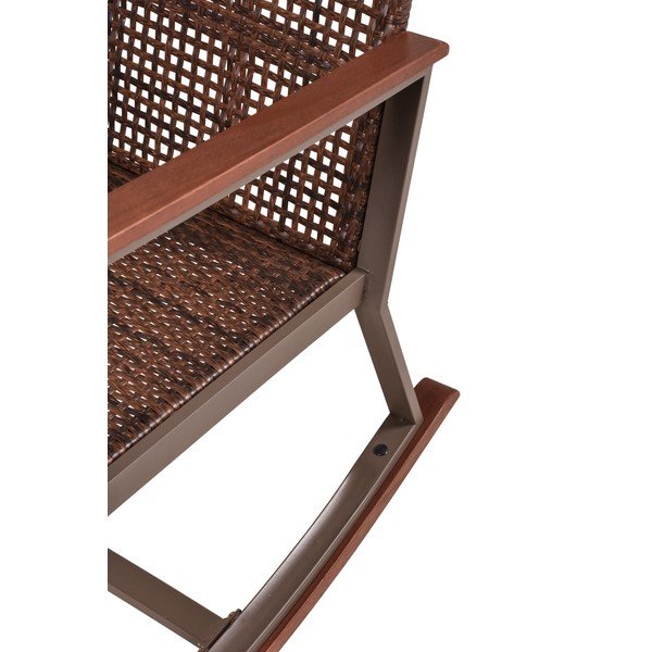 Ciemnobrązowy drewniany fotel bujany ze stolikiem Sinaloa – Garden Pleasure-image-4