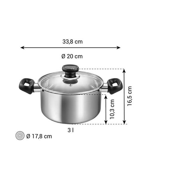 Garnek ze stali nierdzewnej z pokrywką odpowiedni na indukcję 3 l Brava – Tescoma-image-3