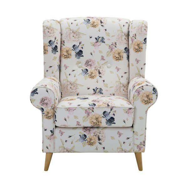 Biały fotel uszak w kwiaty Max Winzer Anton-image-2