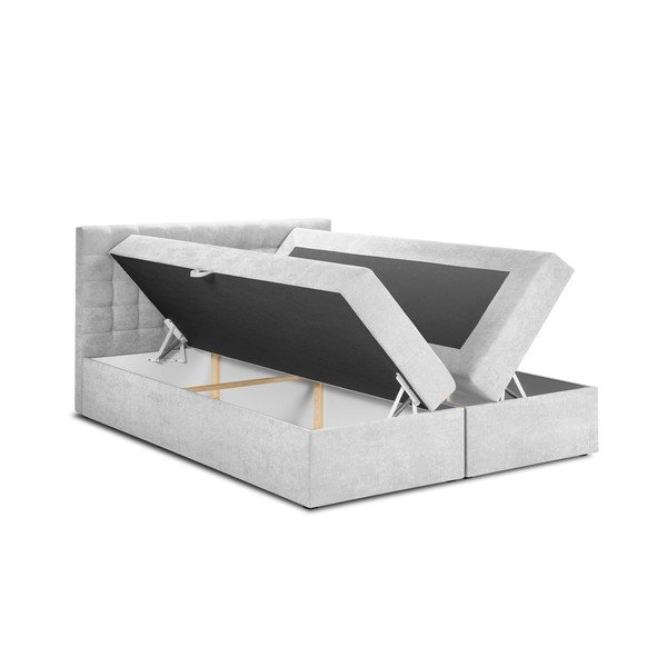 Jasnoszare łóżko boxspring ze schowkiem 160x200 cm Jade – Mazzini Beds-image-3