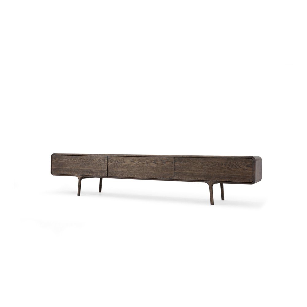 Brązowa szafka pod TV z litego drewna dębowego 220x45x45 cm Fawn – Gazzda (zdjęcie 9)