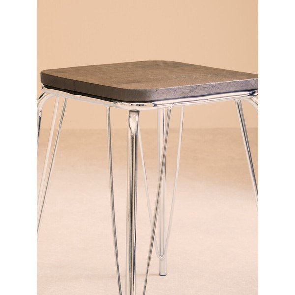 Stołek z litego drewna wiązu w kolorze srebra/w naturalnym kolorze District – Premier Housewares-image-4