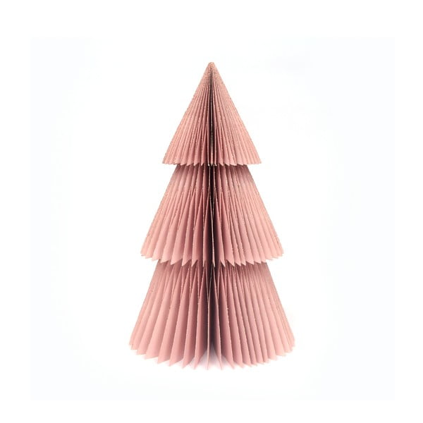 Błyszcząca różowa papierowa ozdoba świąteczna w kształcie choinki Only Natural, wys. 22,5 cm