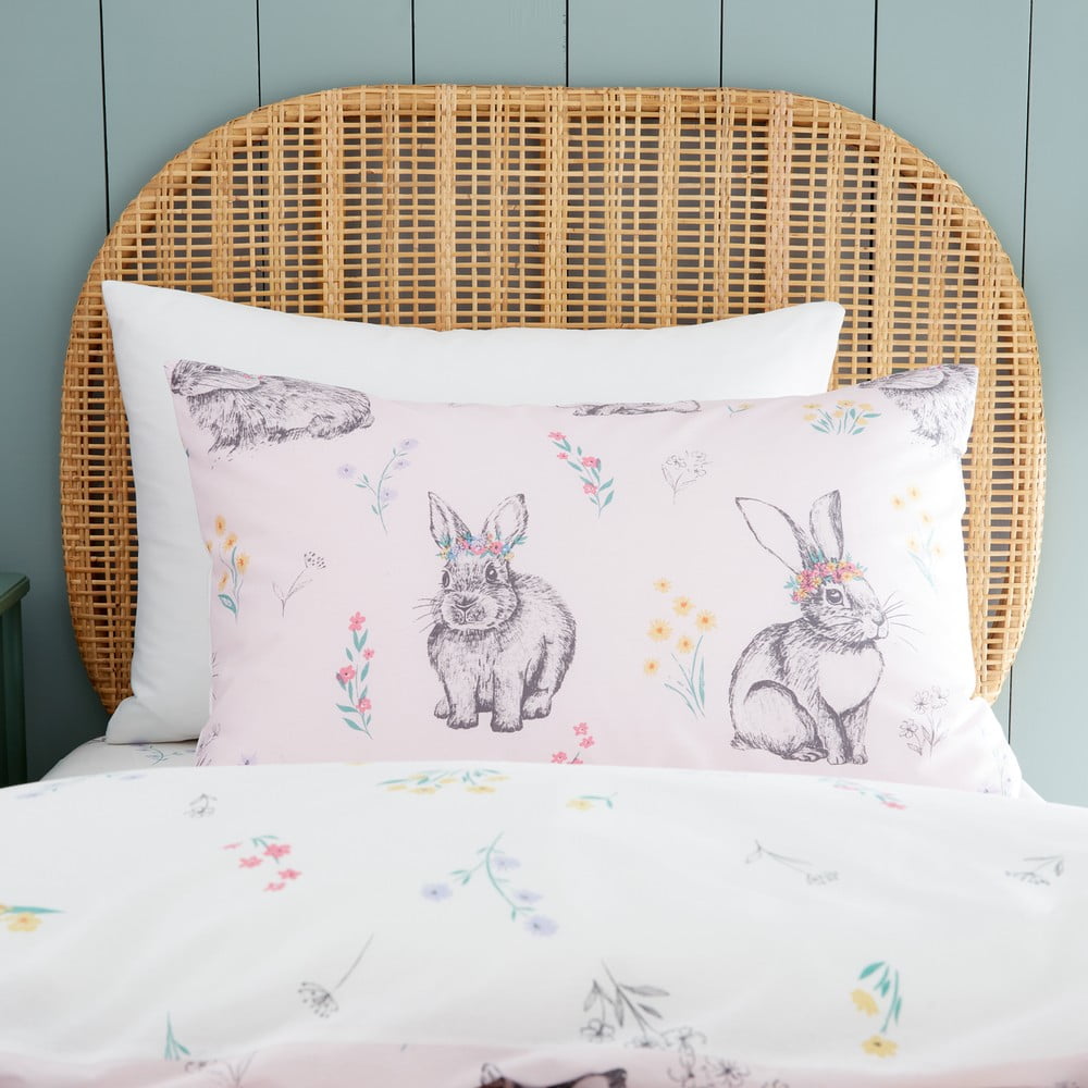 Różowa pościel dziecięca dwuosobowa 200x200 cm Bunny Tails Ditsy Flowers – Catherine Lansfield (zdjęcie 4)