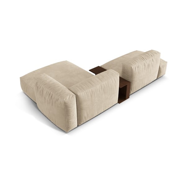 Beżowy aksamitny narożnik modułowy (prawostronny/z szezlongiem) Martina – Micadoni -image-3