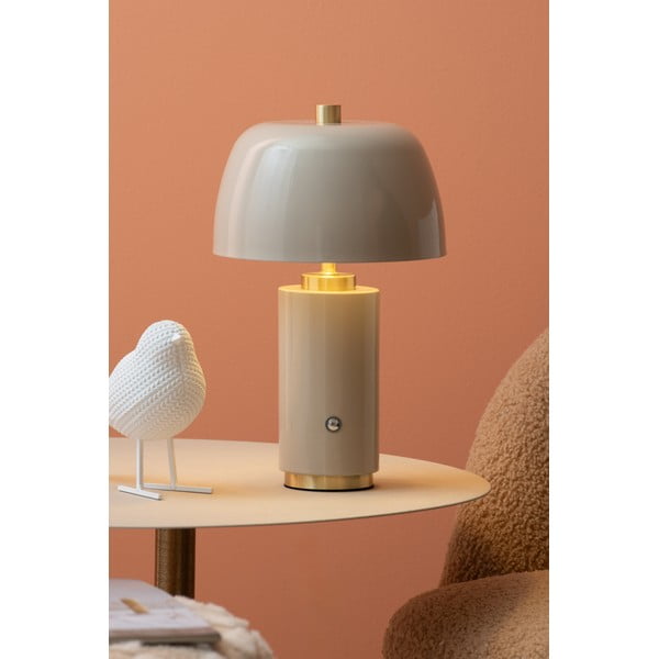 Kremowa lampa stołowa LED ze ściemniaczem i metalowym kloszem (wysokość 30 cm) Freya – Leitmotiv-image-1