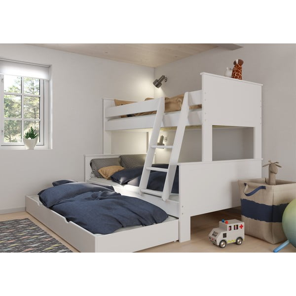 Białe piętrowe łóżko dziecięce 120x200/90x200 cm Alba – Tvilum-image-1
