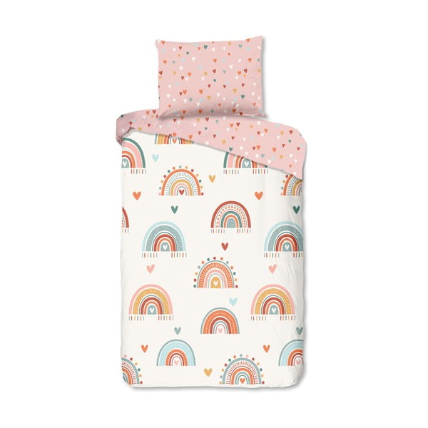 Różowo-beżowa bawełniana pościel dziecięca jednoosobowa 140x200 cm Louie – Good Morning