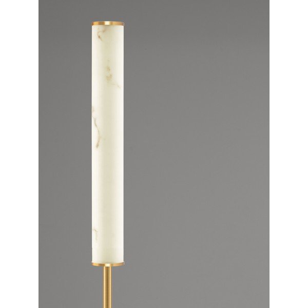 Biała/w kolorze mosiądzu lampa stojąca LED w dekorze marmuru (wysokość 140 cm) Nolia – Nova Luce-image-1