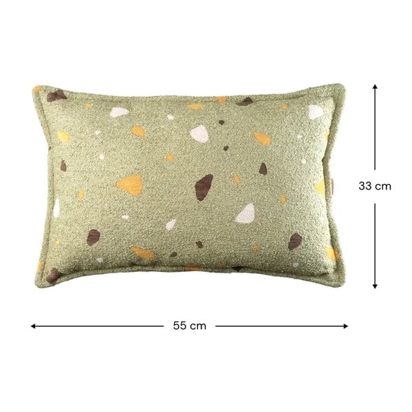 Zielona poduszka na sofę dziecięcą z materiału bouclé/z tkaniny szenilowej Terrazzo Bolster – Wigiwama-image-2