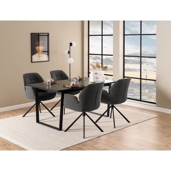 Ciemnoszary tapicerowany fotel jadalniany Aura – Actona-image-2