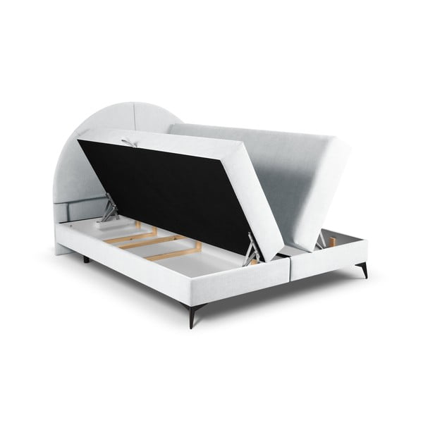 Jasnoszare łóżko boxspring ze schowkiem 160x200 cm Sunset – Cosmopolitan Design-image-4