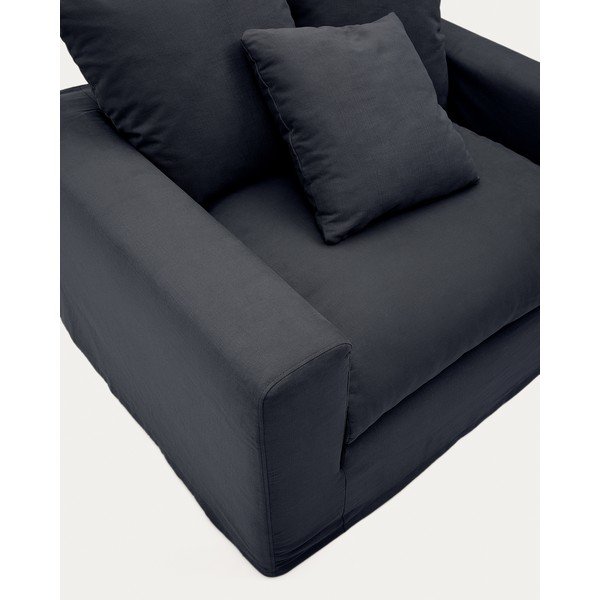 Antracytowy lniany fotel Nora – Kave Home-image-4