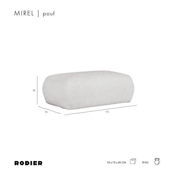 Kremowy podnóżek z materiału bouclé Mirel – Rodier-image-3