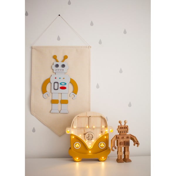 Lampa stołowa z drewna sosnowego pomarańczowa Little Lights Van, wysokość 29 cm-image-1