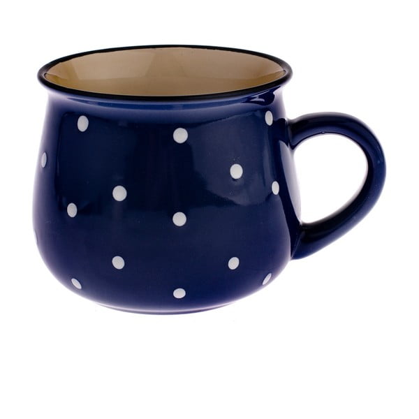 Niebieski kubek ceramiczny w kropki Dakls Premio, 770 ml