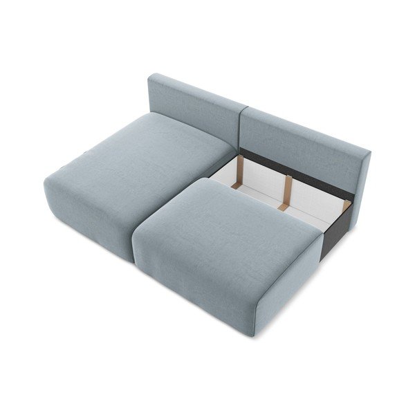 Niebieski aksamitny rozkładany/ze schowkiem narożnik (lewostronny/z szezlongiem) Kalena – Makamii-image-4