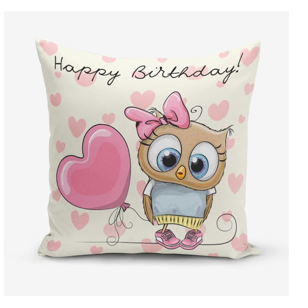 Poszewka na poduszkę z domieszką bawełny Minimalist Cushion Covers Happy Birthday, 45x45 cm