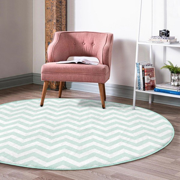 Miętowy okrągły dywan odpowiedni do prania i robotów sprzątających ø 100 cm Comfort – Mila Home-image-3