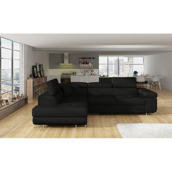 Czarny rozkładany/ze schowkiem narożnik (lewostronny/w kształcie litery L) Anton – ELTAP-image-1