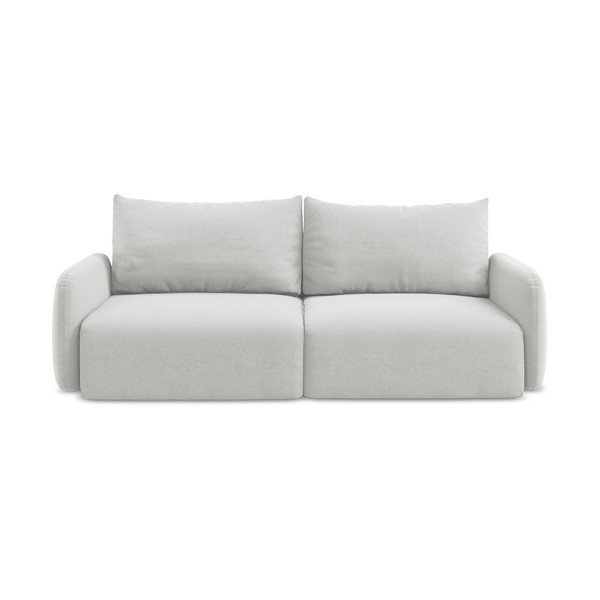 Jasnoszara aksamitna rozkładana/ze schowkiem sofa 238 cm Kalena – Makamii