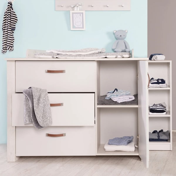 Biała niska komoda dziecięca z przewijakiem 126x99 cm Mila – Roba-image-1