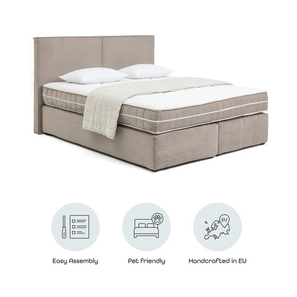 Szarobrązowe łóżko kontynentalne 160x200 cm Olia Bold – Bonami Selection-image-4