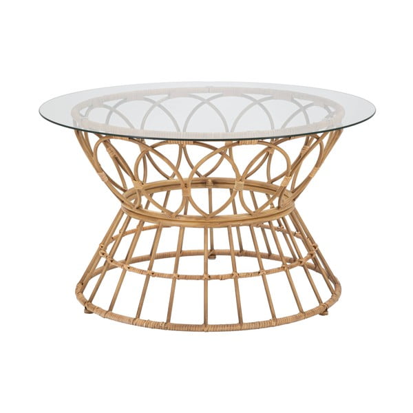 Naturalny okrągły stolik ze szklanym blatem ø 75 cm Panama – Mauro Ferretti
