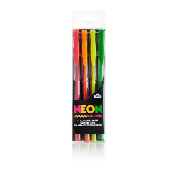 Zestaw 4 neonowych długopisów żelowych NPW Neon