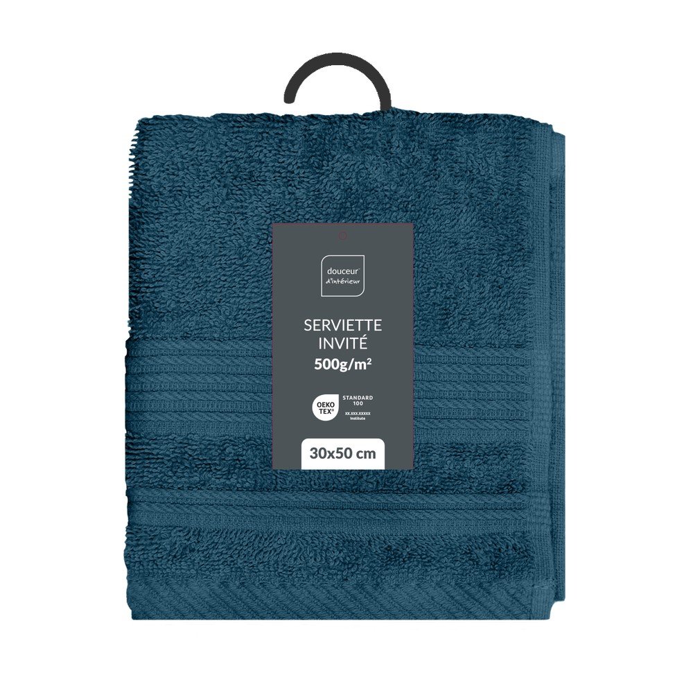 Ciemnoniebieski bawełniany ręcznik frotte 30x50 cm Tendresse – douceur d'intérieur (zdjęcie 5)