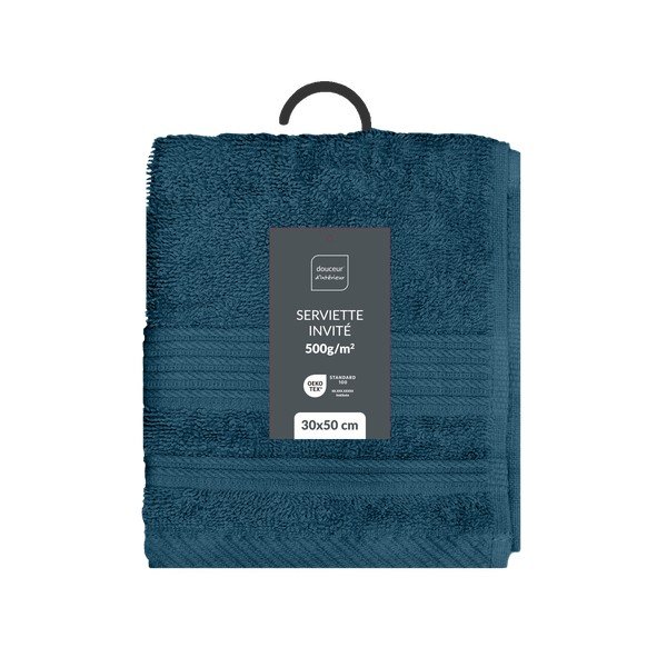 Ciemnoniebieski bawełniany ręcznik frotte 30x50 cm Tendresse – douceur d'intérieur-image-4