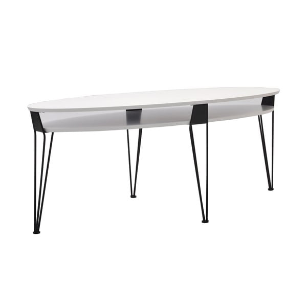 Biały stolik z czarnymi nogami RGE Ester 130x58 cm