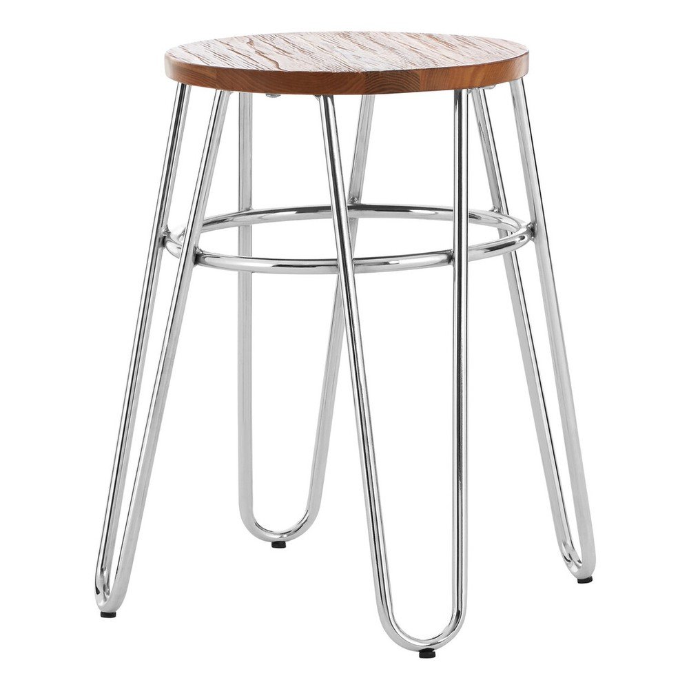 Stołek z litego drewna wiązu w kolorze srebra/w naturalnym kolorze District – Premier Housewares