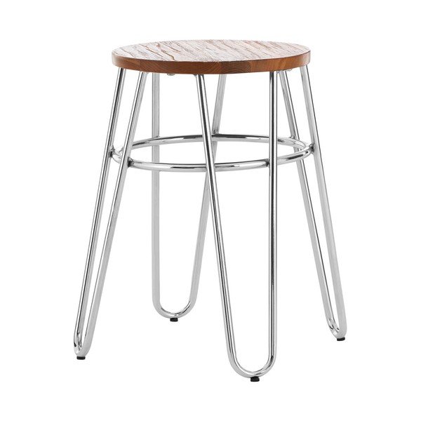 Stołek z litego drewna wiązu w kolorze srebra/w naturalnym kolorze District – Premier Housewares