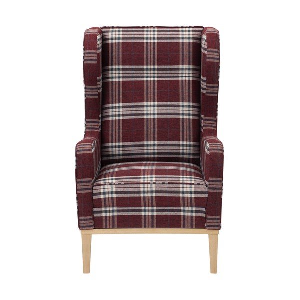 Czerwony fotel uszak w kratkę Max Winzer Angelo-image-2