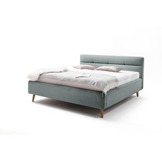 Jasnoniebieske tapicerowane łóżko dwuosobowe ze schowkiem ze stelażem 180x200 cm Lotte – Meise Möbel