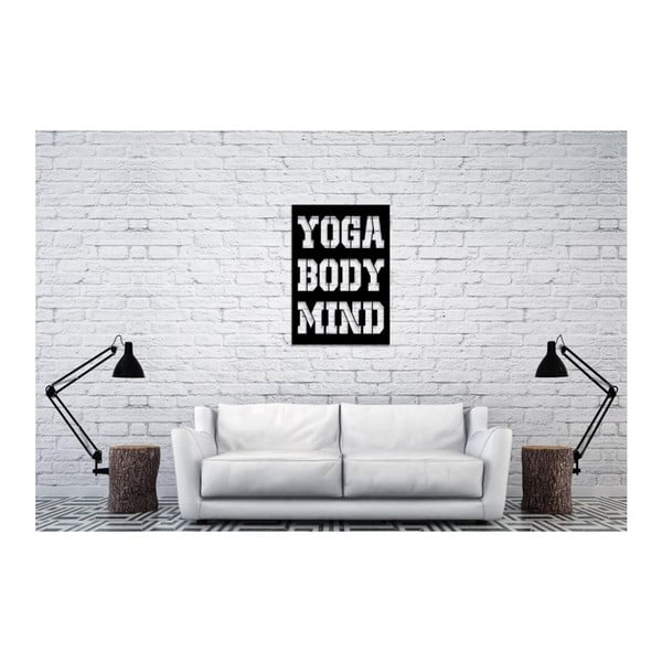 Czarny napis dekoracyjny Oyo Concept Yoga Body Mind, 40x60 cm