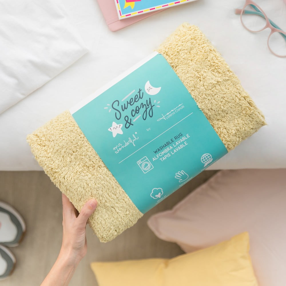 Żółty bawełniany dywan dziecięcy tkany ręcznie odpowiedni do prania ø100 cm You're My Sunshine – Lorena Canals (zdjęcie 10)