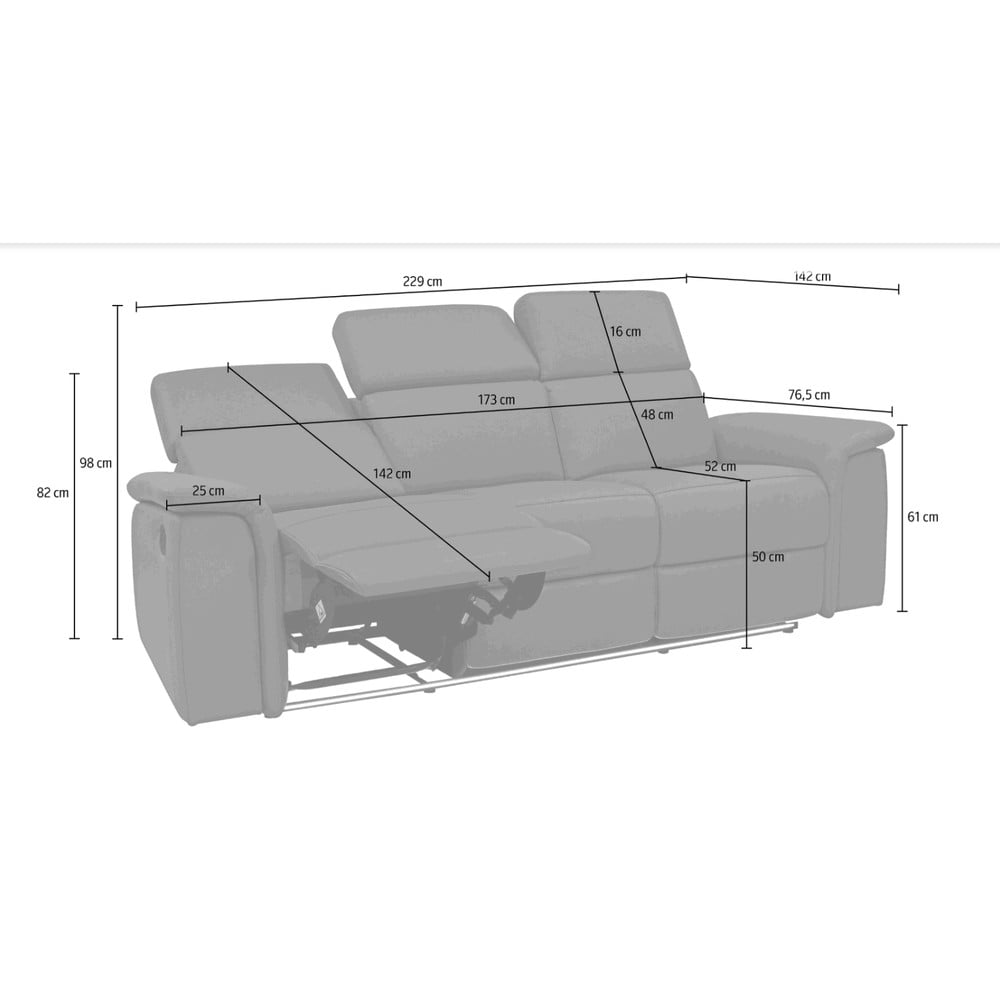 Szara skórzana sofa 211 cm Pareli – Støraa (zdjęcie 4)