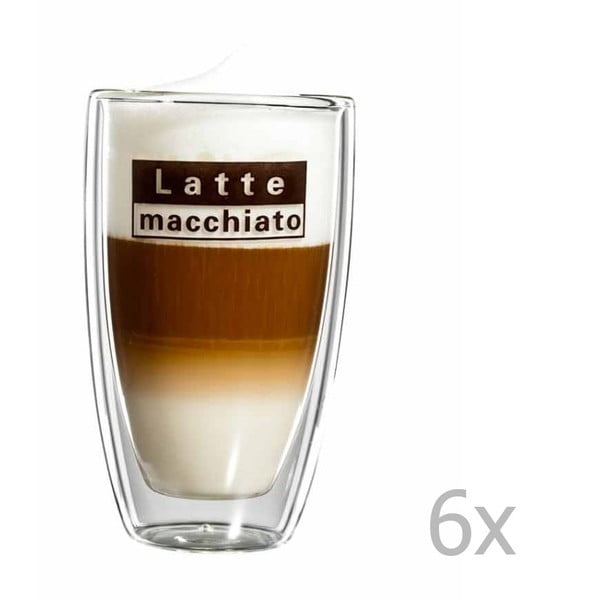 Zestaw 6
  szklanych kubków z logo na latte macchiato bloomix